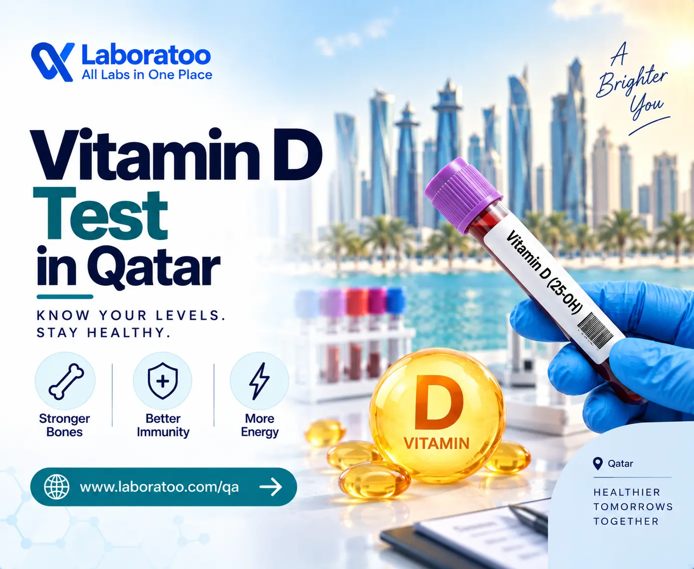 Vitamin D test in Qatar conducted at a modern medical laboratory